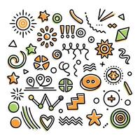 a set of colorful doodles on a white background vector