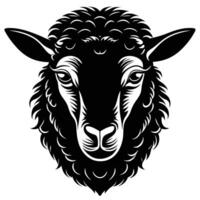 black and white sheep head on a white background vector