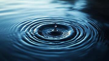Water drop on a blue surface photo