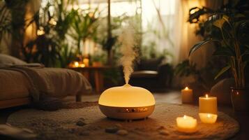 A room with candles and a humidifier photo