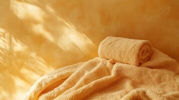 A towel on a bed photo