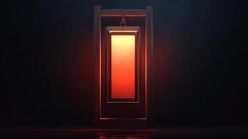 A red light is shining in the dark photo