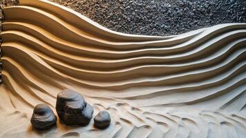A sand sculpture with rocks and sand photo