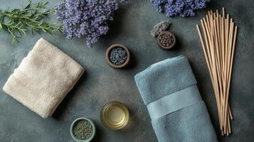 Spa accessories on a dark background photo