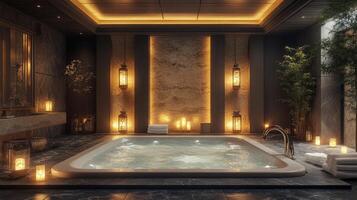 A luxurious bathroom with a jacuzzi tub photo
