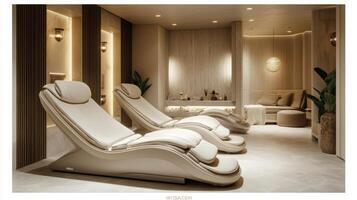 A spa room with two massage chairs photo