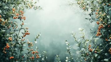 A beautiful picture of a field with flowers and berries photo