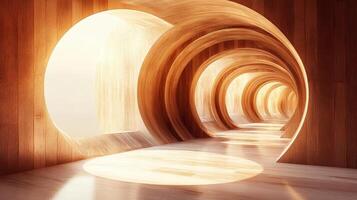 A long tunnel with a light coming through it photo