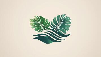 Tropical palm leaves logo design photo