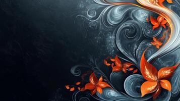 A beautiful floral design on a black background photo