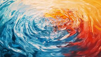 Water swirls in the ocean with a blue and orange background photo