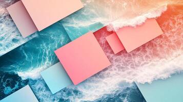 An abstract image of colorful cubes on the ocean photo