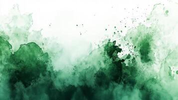 Green watercolor background with splashes photo