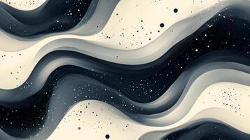 Abstract waves in black and white, with dots and stars photo