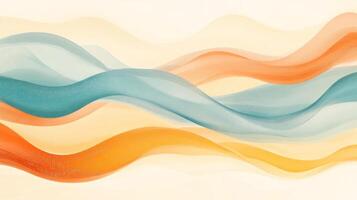 Abstract wave background with orange, blue and yellow colors photo