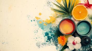 Colorful spa products on a white background photo
