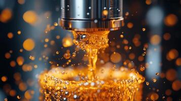 A close up of a machine pouring liquid into a glass photo