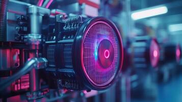 A close up of a computer with a fan photo