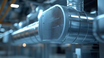 Industrial air conditioning system with pipes and vents photo