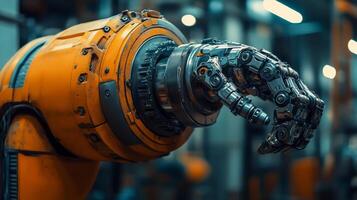 A robot hand is holding a machine photo