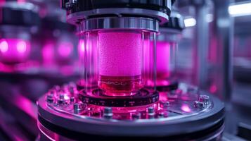 A machine with pink liquid in it photo