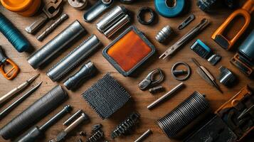 A variety of tools on a table photo
