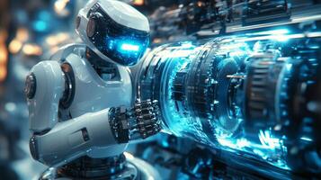 A robot is working on a machine photo