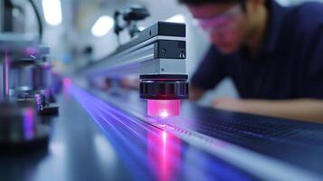 A man is working on a machine with a laser photo