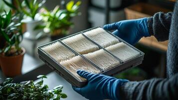 A person holding a tray of white squares photo