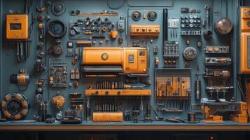 A room with many different tools and machines photo