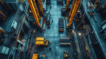 Industrial machinery in a factory at night photo