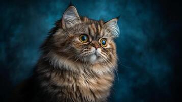 A cat with big eyes looking up at the camera photo