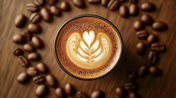 Coffee beans on a wooden background photo