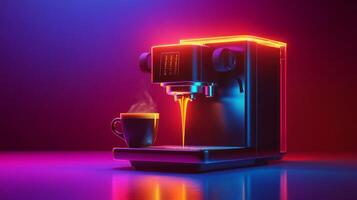 An espresso machine with a cup of coffee on a table photo