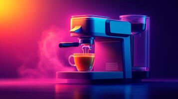 An espresso machine with steam coming out of it photo