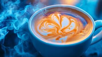 A cup of coffee with smoke coming out of it photo