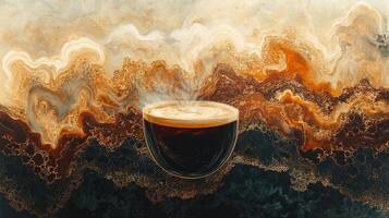 A coffee cup with a black liquid in it photo