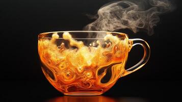 A glass cup filled with steam and smoke photo