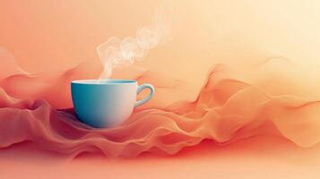 A cup of coffee is sitting on top of a red and orange background photo