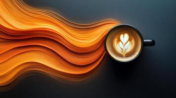 Coffee cup with foam on a black background photo