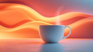 Coffee cup on a table with colorful background photo