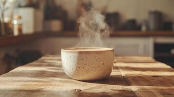 A cup of hot coffee on a table photo