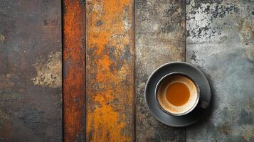Coffee cup on rustic background photo
