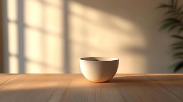 A cup sitting on a table in front of a window photo