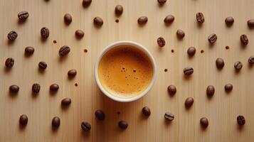 Coffee beans on a wooden background photo