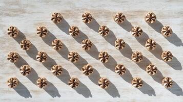 A group of walnuts arranged in a pattern photo