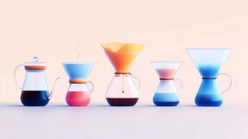 A group of coffee makers with different colors photo
