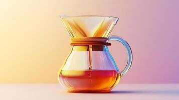 A glass coffee maker with a pour spout on a colorful background photo
