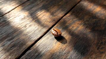 A coffee bean on a wooden table photo