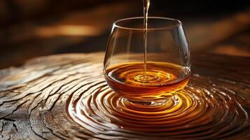 A glass of whiskey being poured into it photo
